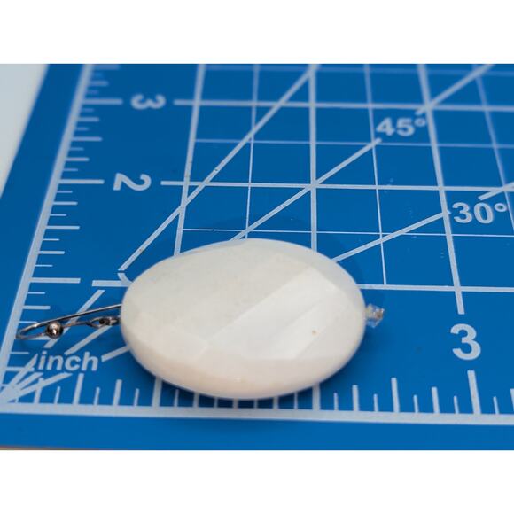 Large Faceted White Gemstone 925 Sterling Silver Dangle Earrings - Picture 5 of 6